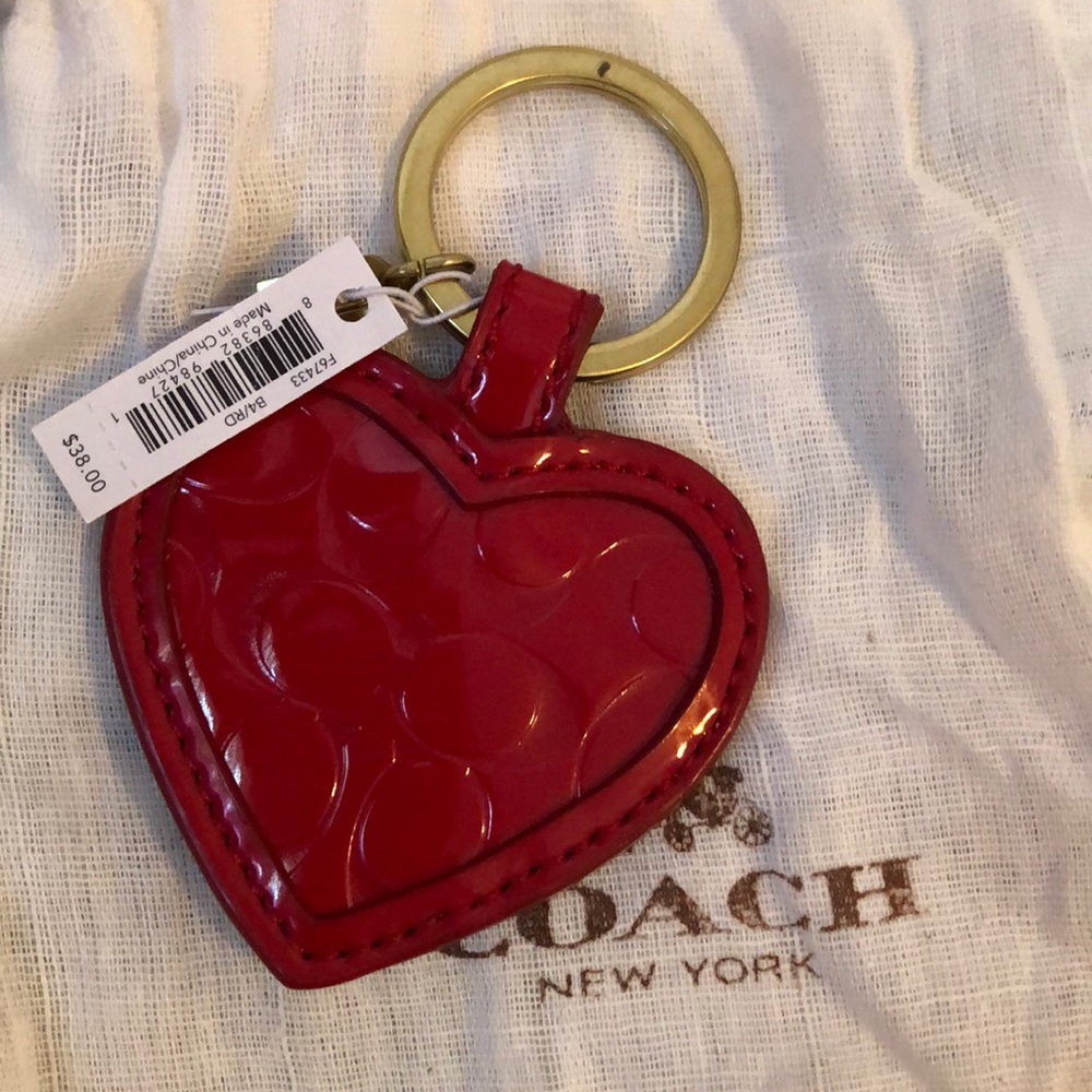 NWT Coach Heart Mirror Keychain